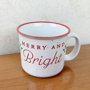 Merry and Bright Speckled Christmas Holiday Coffee Mug Farmhouse